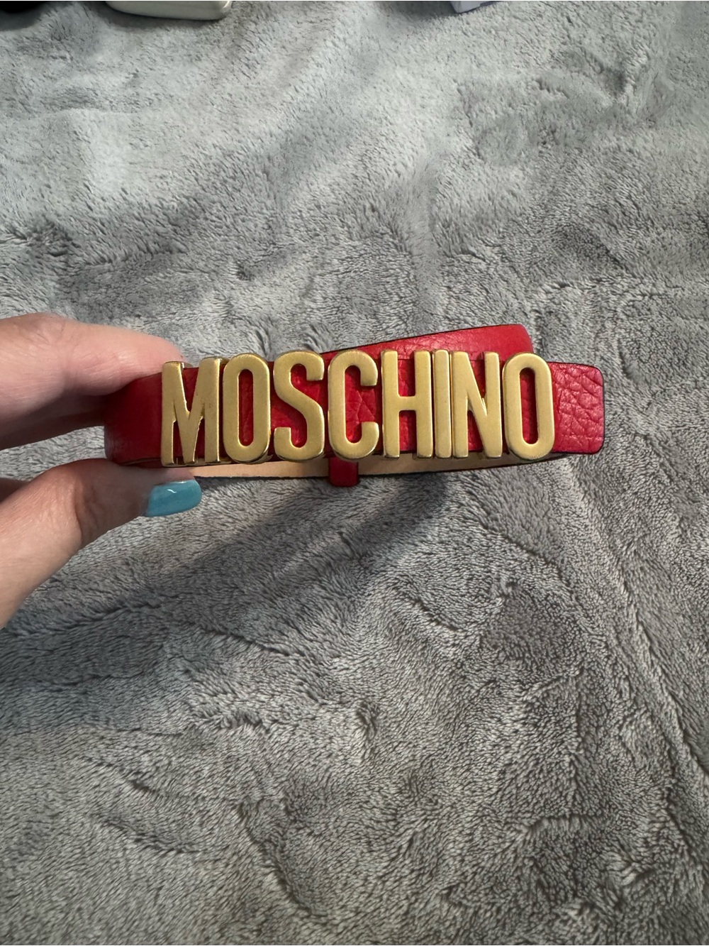 Moschino Red Belt with Gold Letters